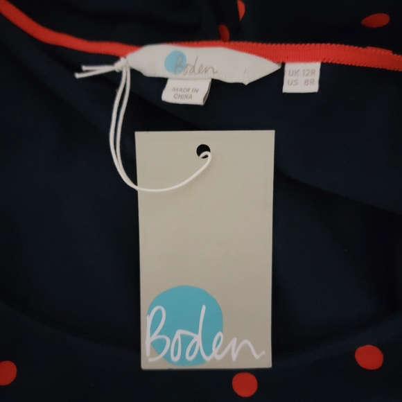 Boden Hallie Jersey Dress, Navy Blue Red Dots, Women's Size 8 - Picture 3 of 7